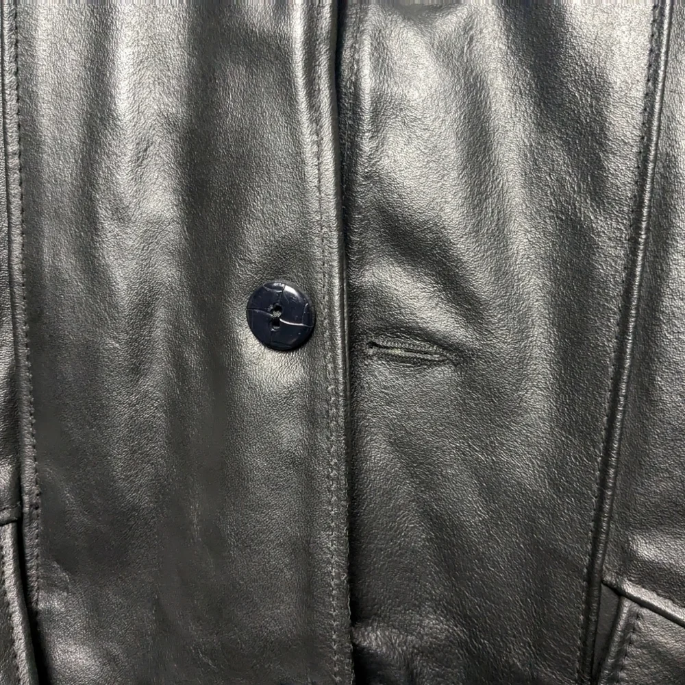 Vintage Leather Shop Sears Black Genuine Mens Jacket Coat Removable Lining 38 R